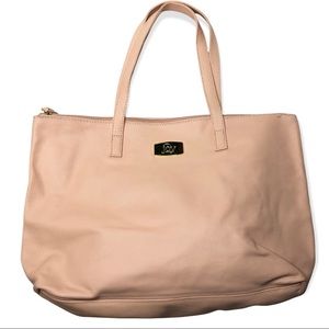 JOY MANGANO Leather Tote Bag and Wristlet Pink